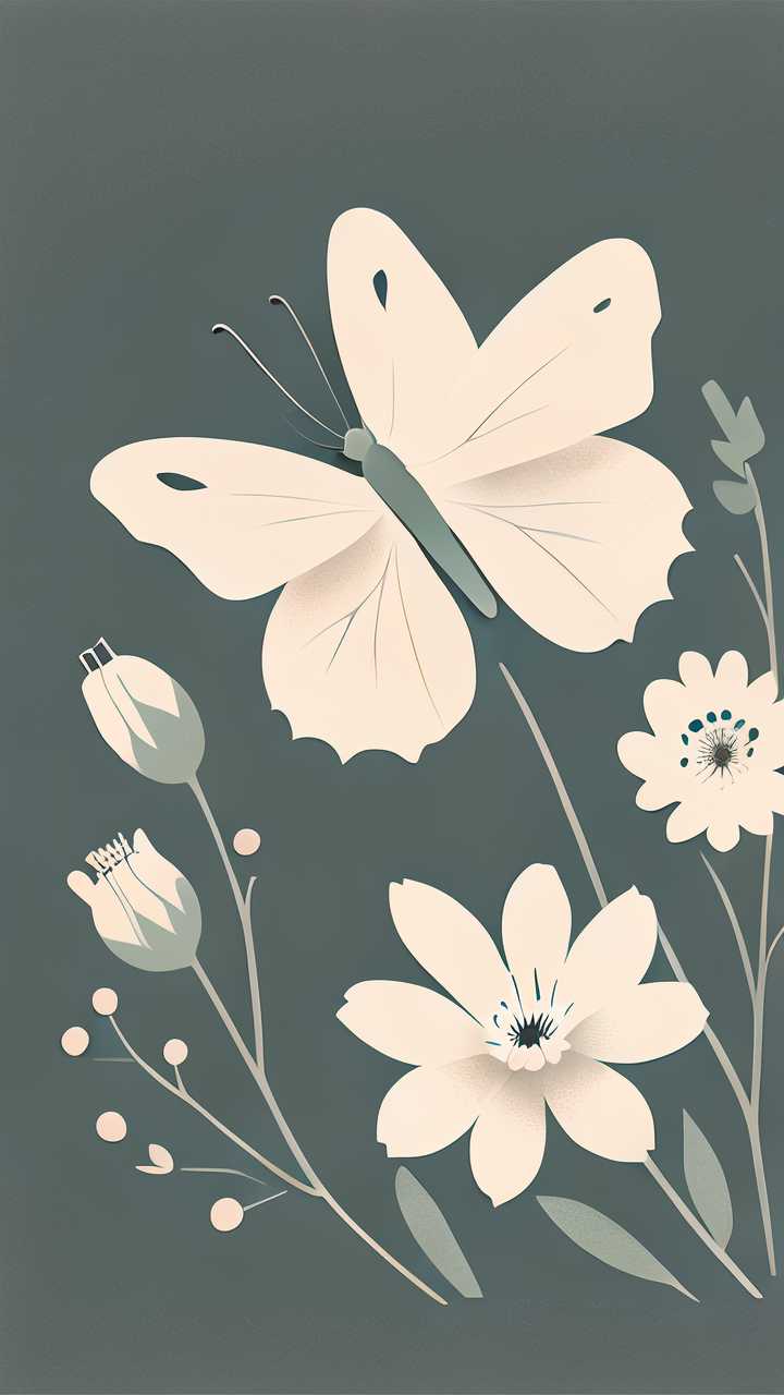 蝴蝶小花插画