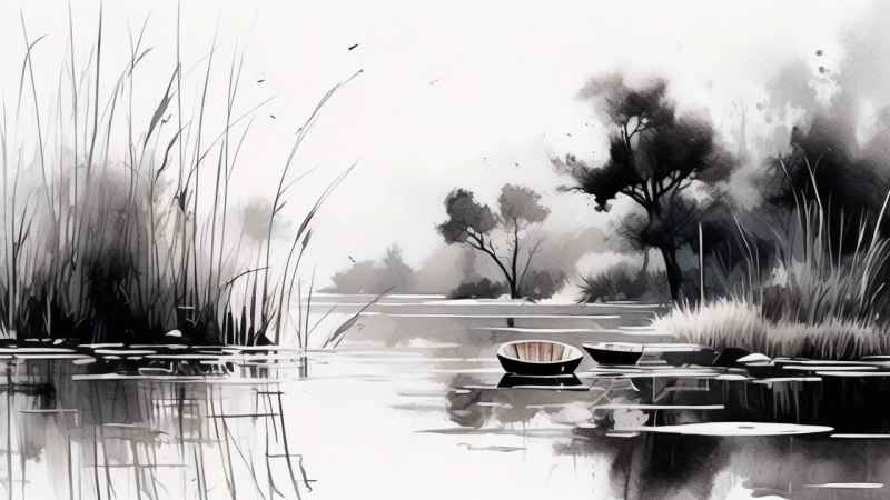 国风水墨山水画简约风格插画 11