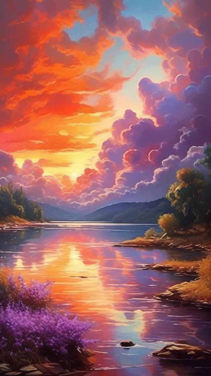 火烧云自然主题插画 25