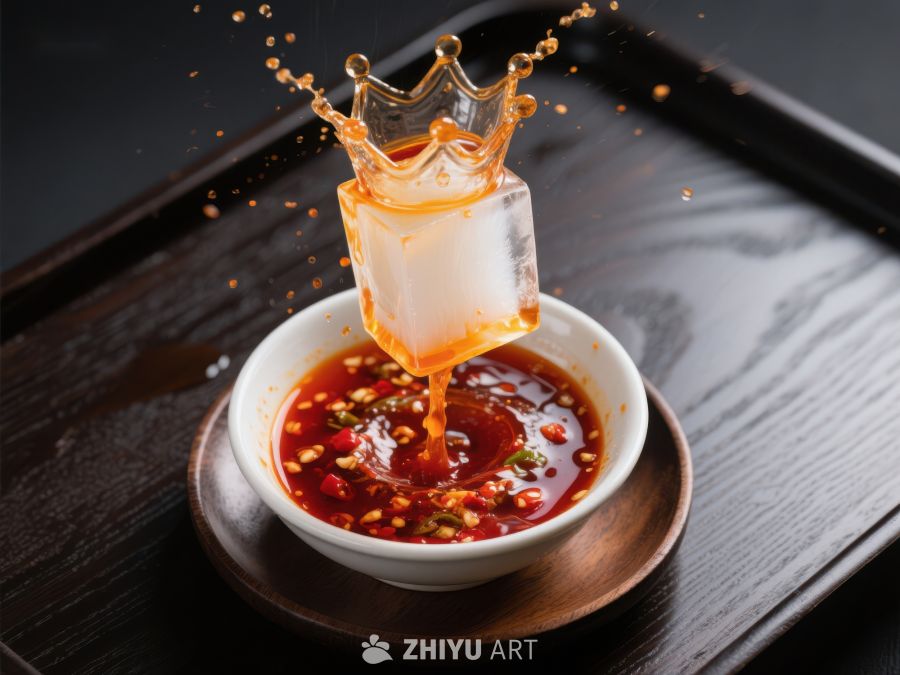 冰块落入辣椒酱，溅起皇冠状液体 16