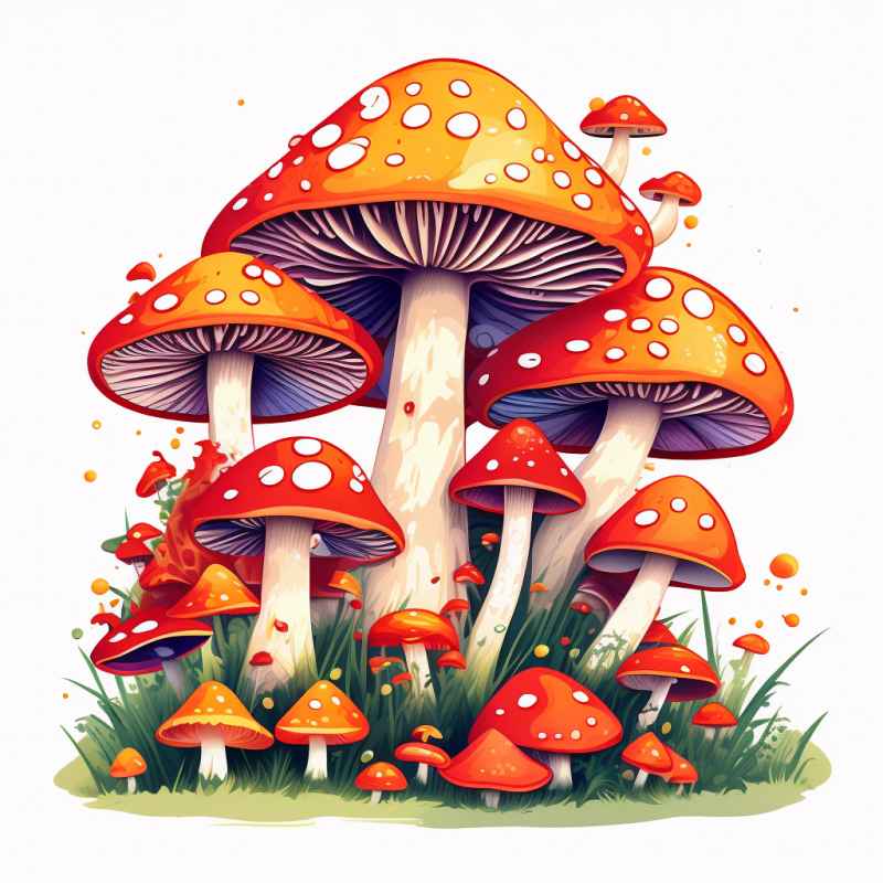 色彩缤纷的卡通蘑菇有浅橙色 3