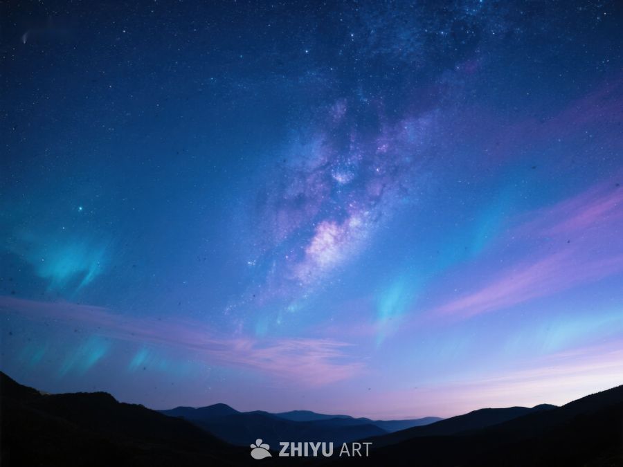 星空下的极光与山峦 188