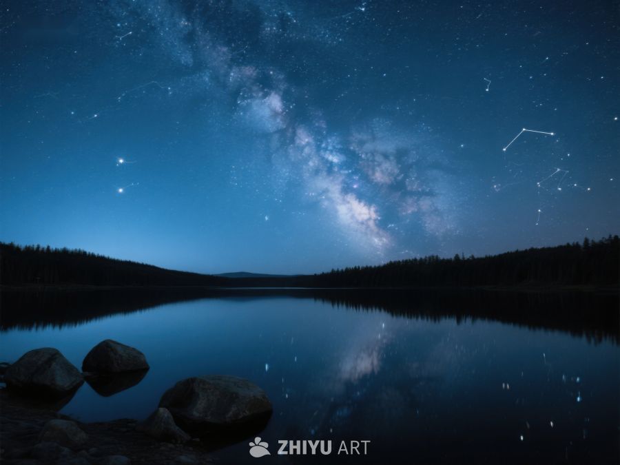 夜空银河映湖面 425