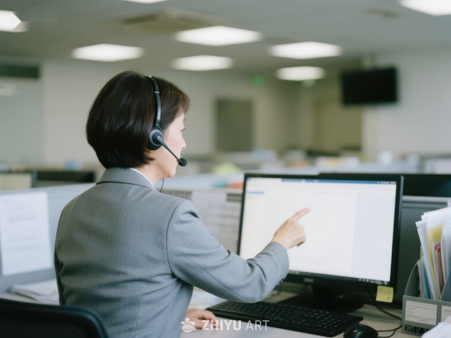 客服人员使用电脑处理业务 201
