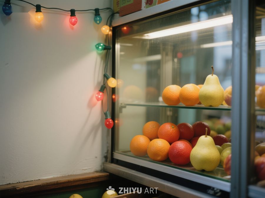 水果冷藏柜与彩灯装饰 513