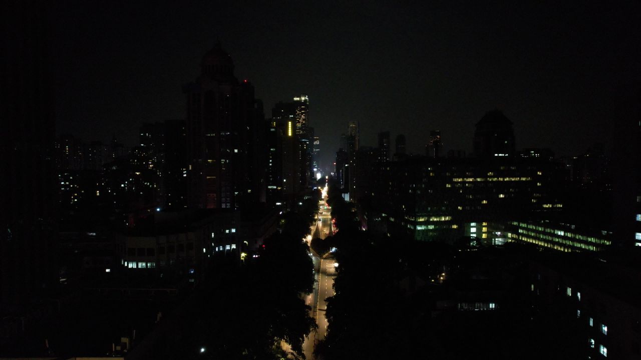 江苏南京城市夜景灯光航拍 