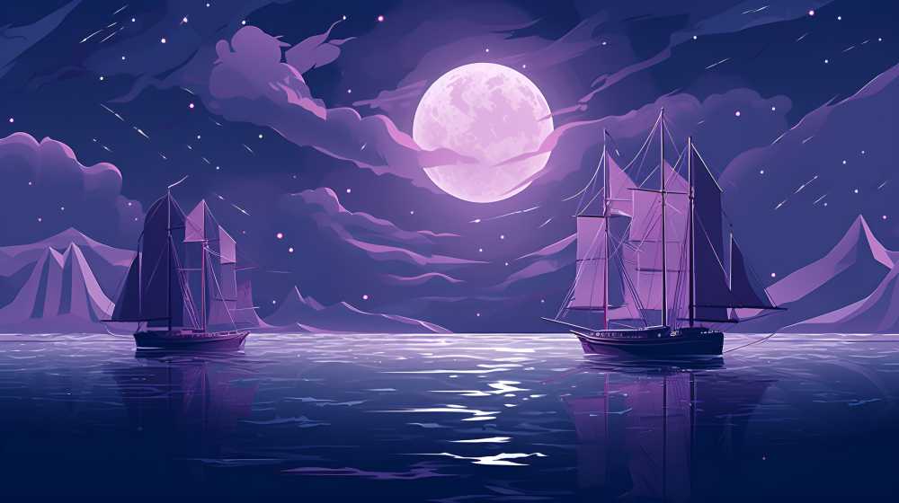 紫色夜景唯美月亮