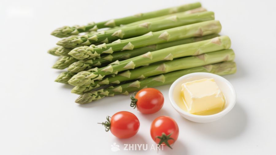 芦笋樱桃番茄与黄油