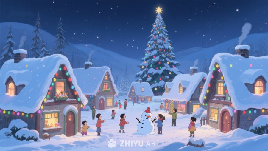 雪夜小镇的圣诞欢聚 444