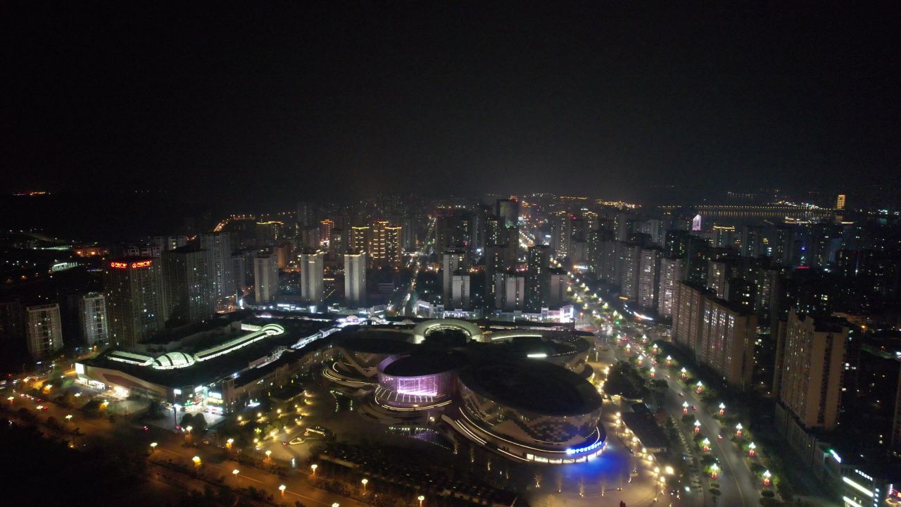 四川遂宁城市夜景灯光交通航拍