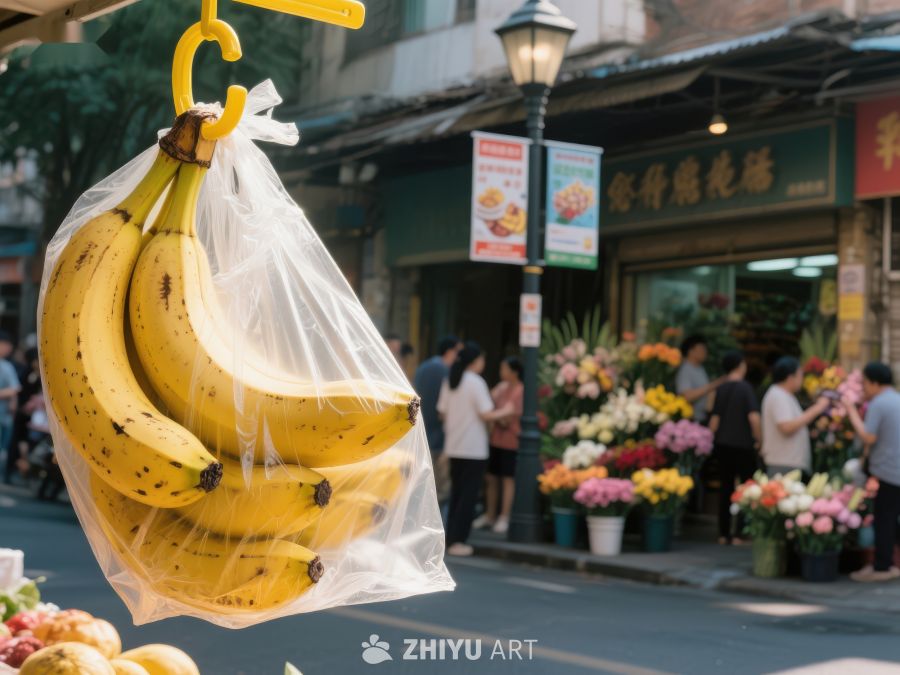 街头市场香蕉挂售 306