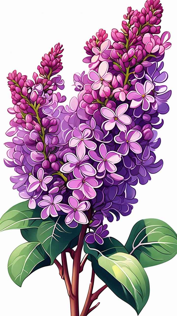 春季紫丁香扁平插画 1