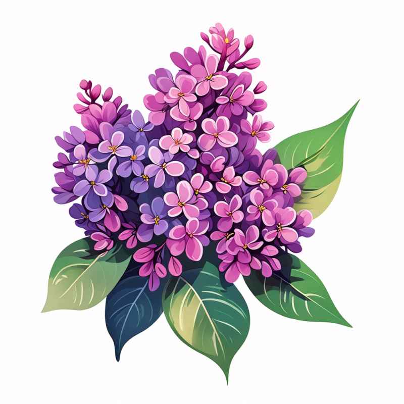 春季紫丁香扁平插画 4