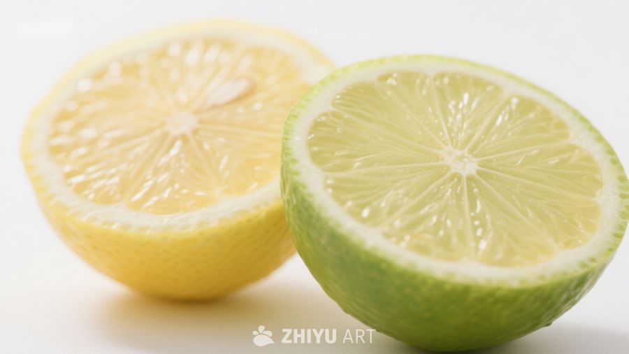 柠檬与青柠的切面展示