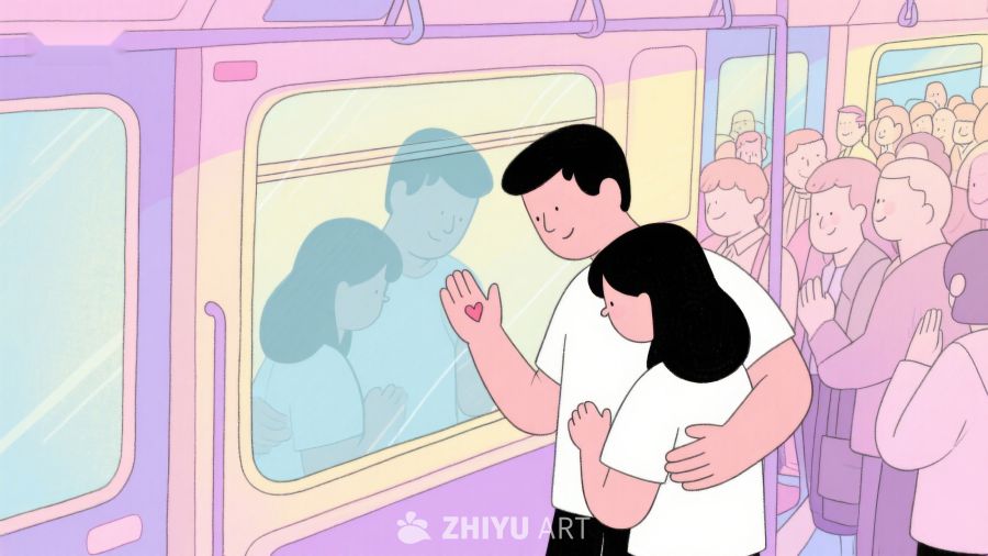 地铁站台情侣挥手告别 108