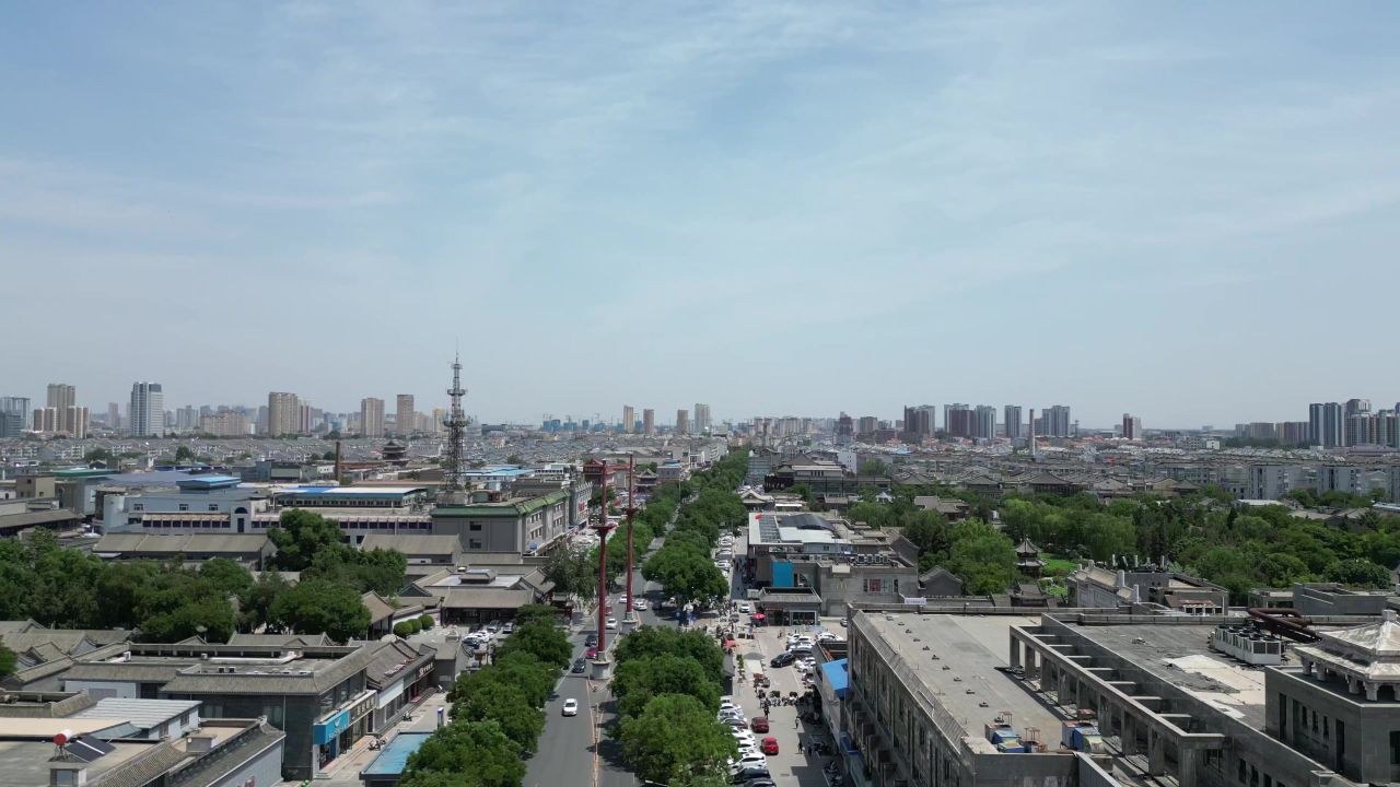 河北保定城市风光地标建筑航拍 