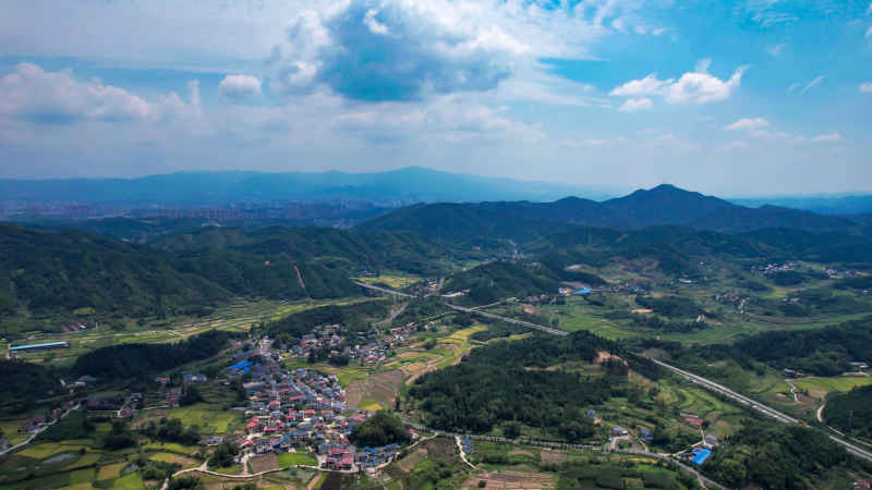 山川丘陵农田农业种植美丽乡村航拍 