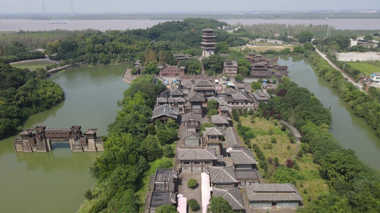 湖北赤壁三国古战场风景航拍 