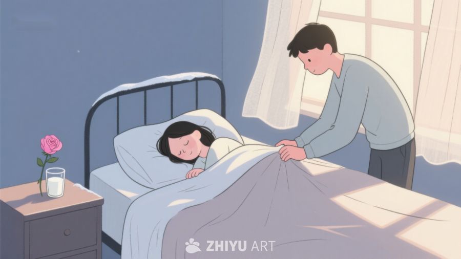 男子轻抚熟睡女子的额头 235