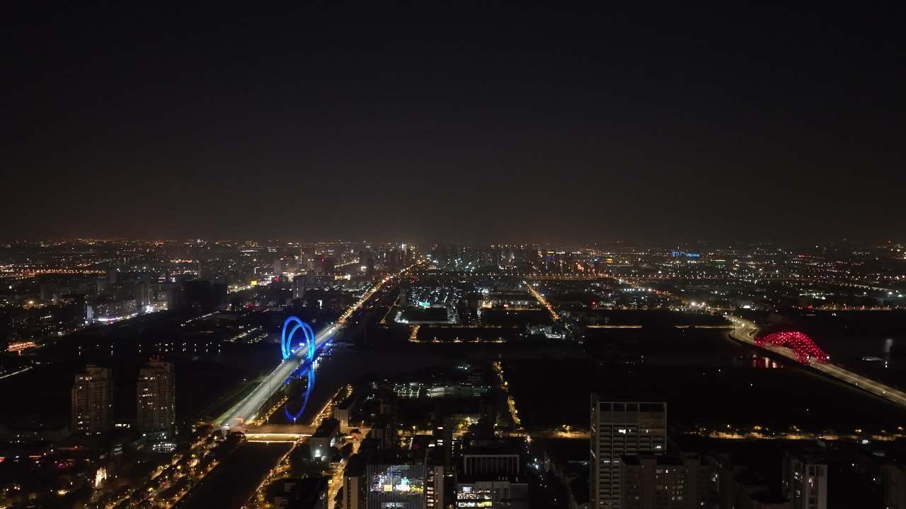 4K航拍昆山城市夜景璀璨灯光风光建筑 8