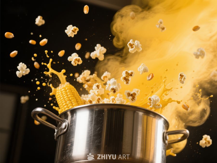 爆米花从锅中喷出的瞬间 4