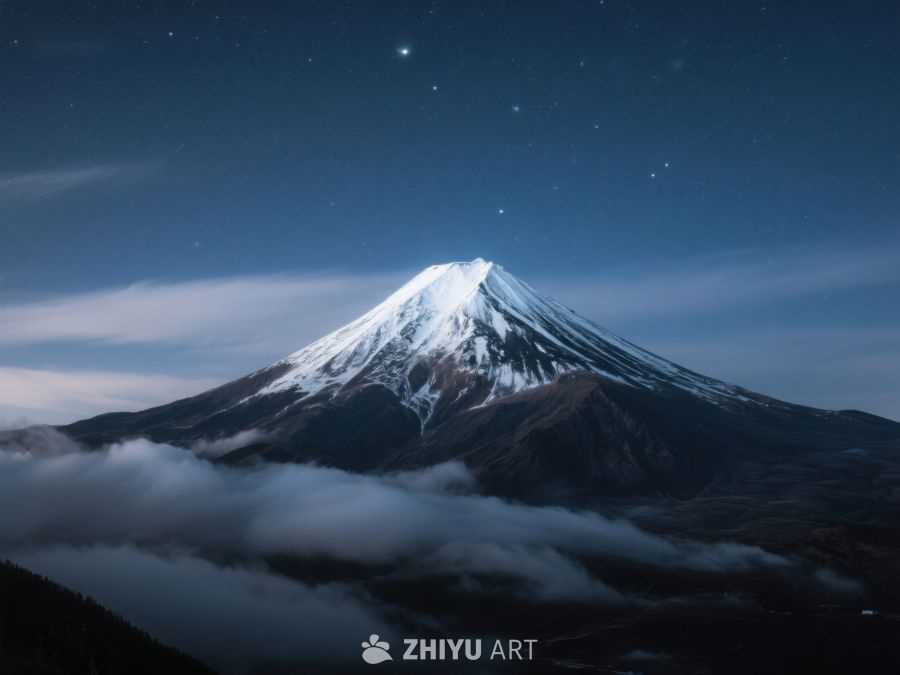 夜幕下的雪山与云海 516