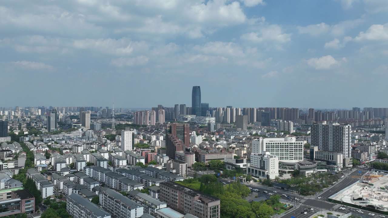 昆山城市大景风光延时航拍 1