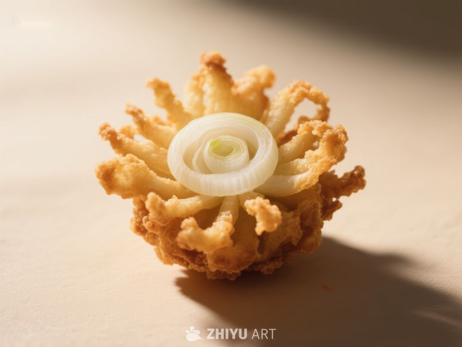 酥脆洋葱圈配生菜装饰