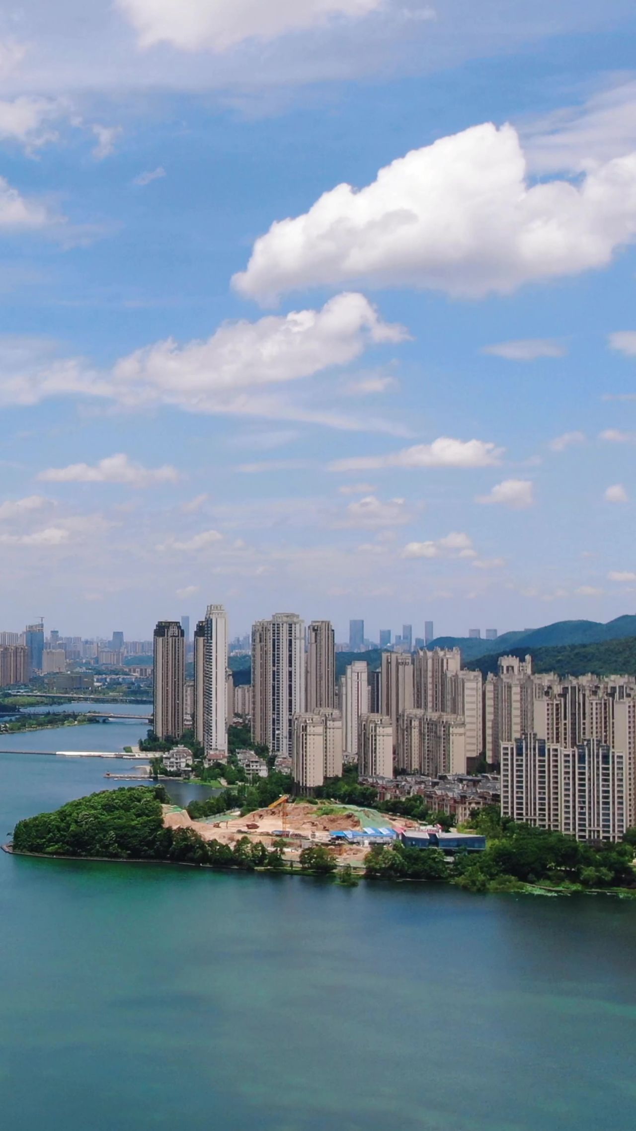 湖南 长沙 梅溪湖 风光 竖屏 航拍 