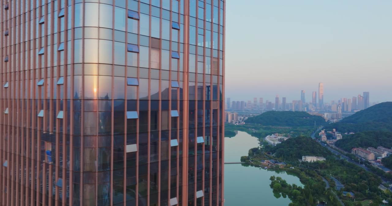 湖南长沙咸嘉湖城市风光航拍 1