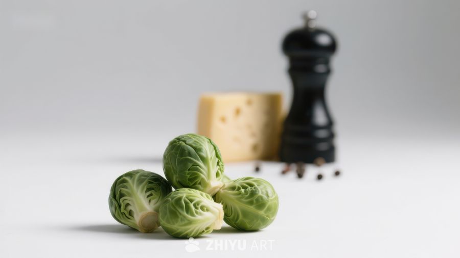 新鲜抱子甘蓝配奶酪与胡椒磨