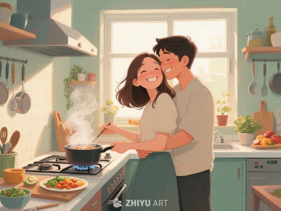 厨房温馨时刻：情侣共煮美食 52