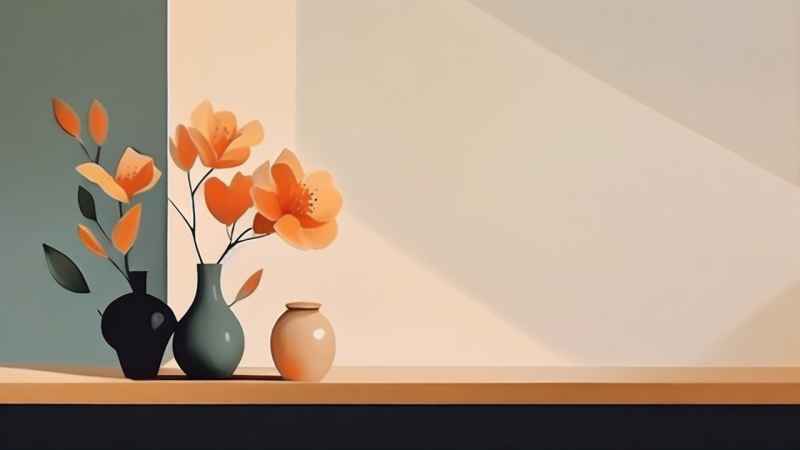 极简主义元素花朵和树枝插画