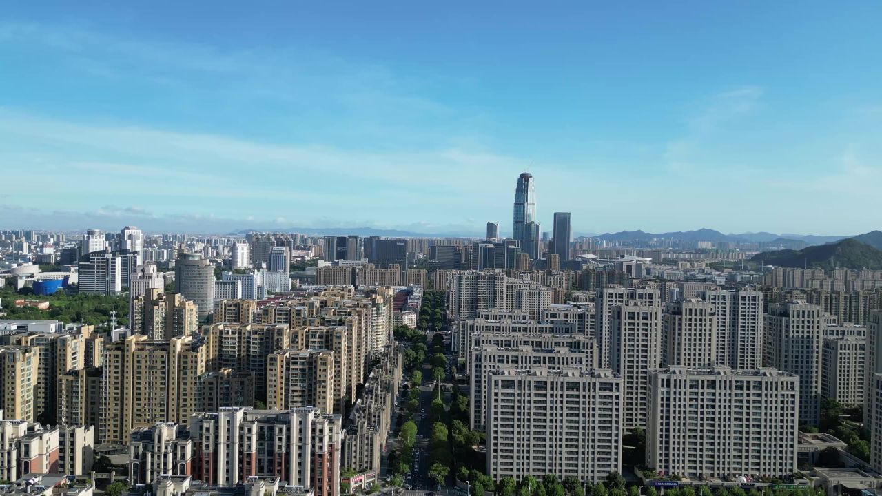 航拍浙江台州城市建设台州风光 