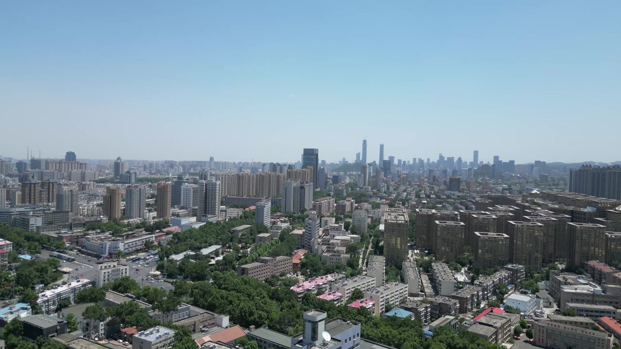 航拍山东济南城市大景