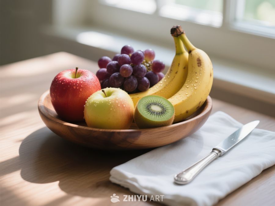 木碗中的新鲜水果组合 259