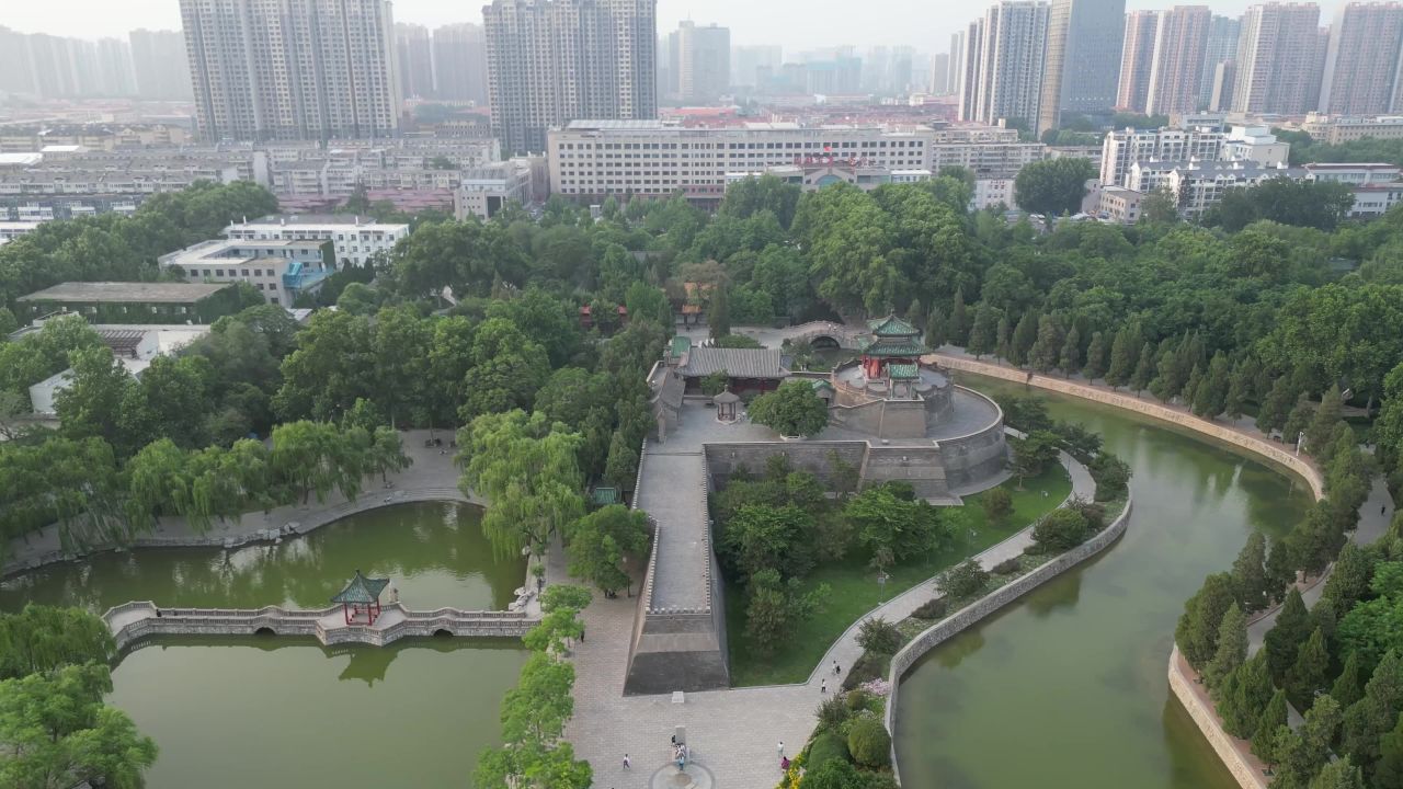 河北邯郸丛台公园4A景区航拍