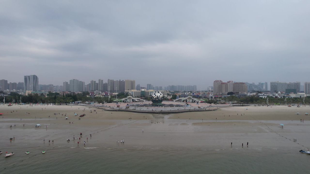 大海海洋沙滩广西北海银滩航拍 