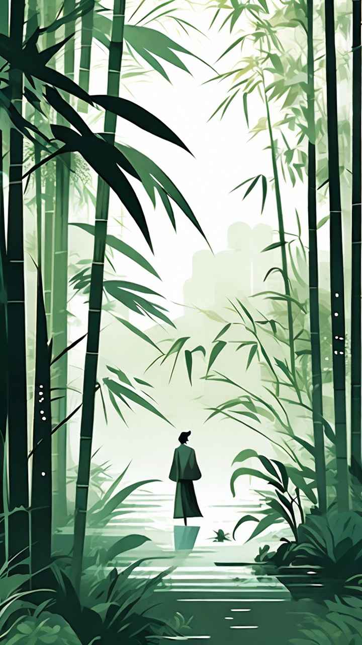 绿竹水墨插画背景图 55