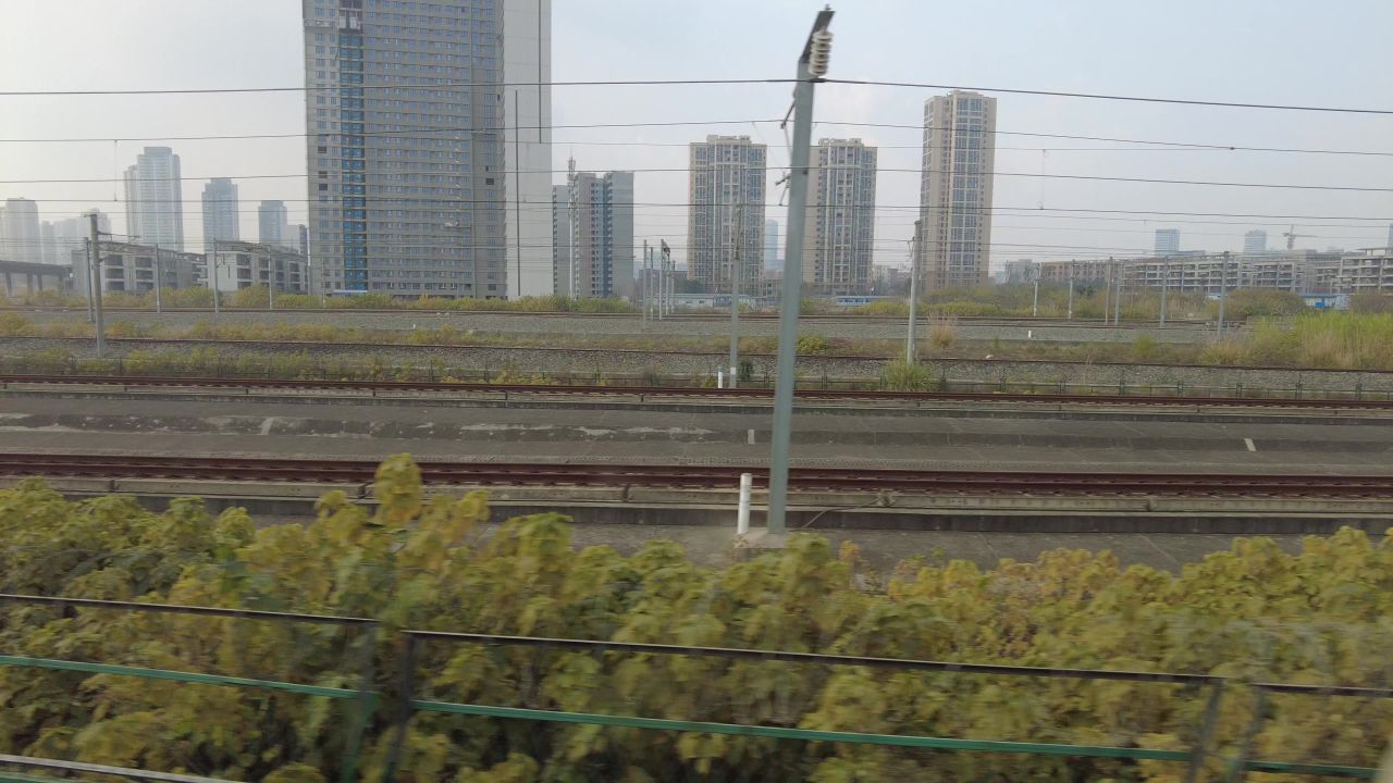 沿途高铁火车窗外风景实拍 