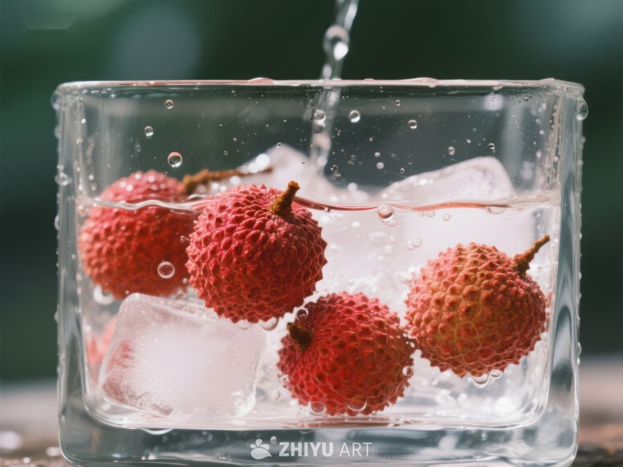 荔枝冰块水中溅起 312