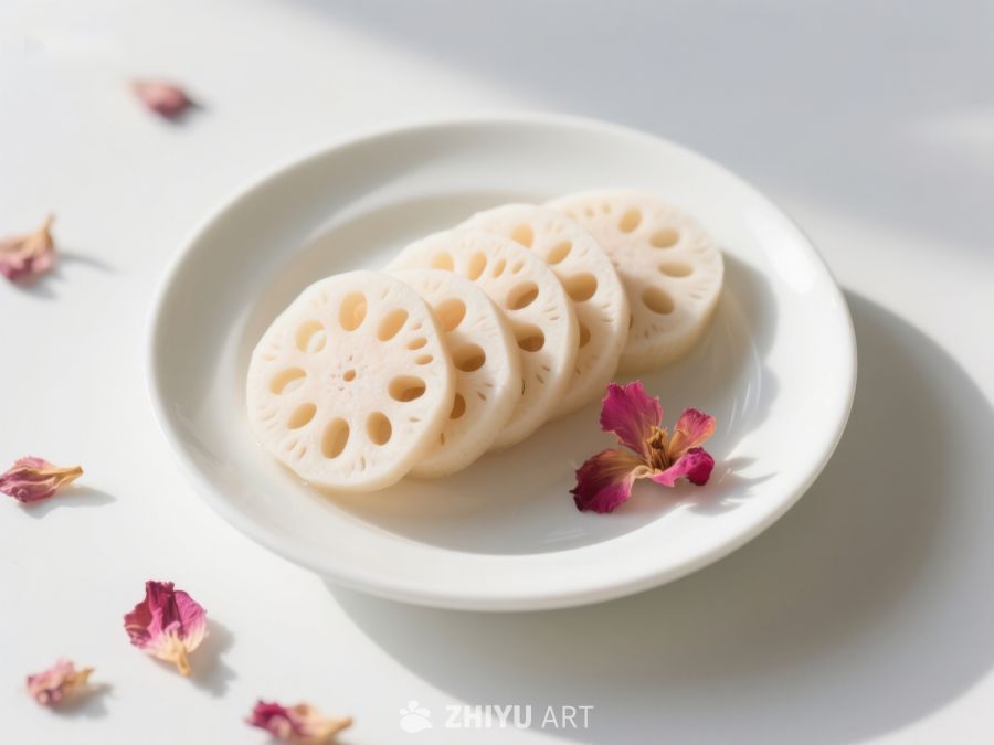 莲藕切片摆盘，花瓣点缀 234