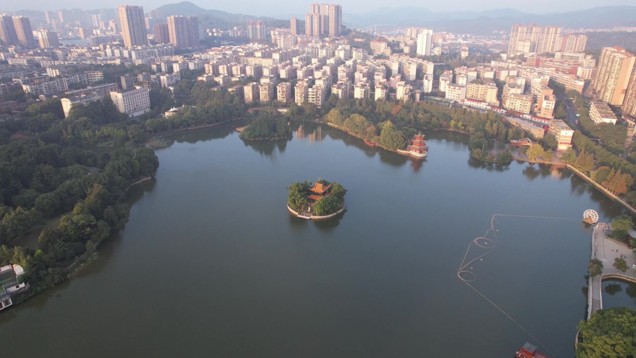 湖南郴州北湖公园航拍