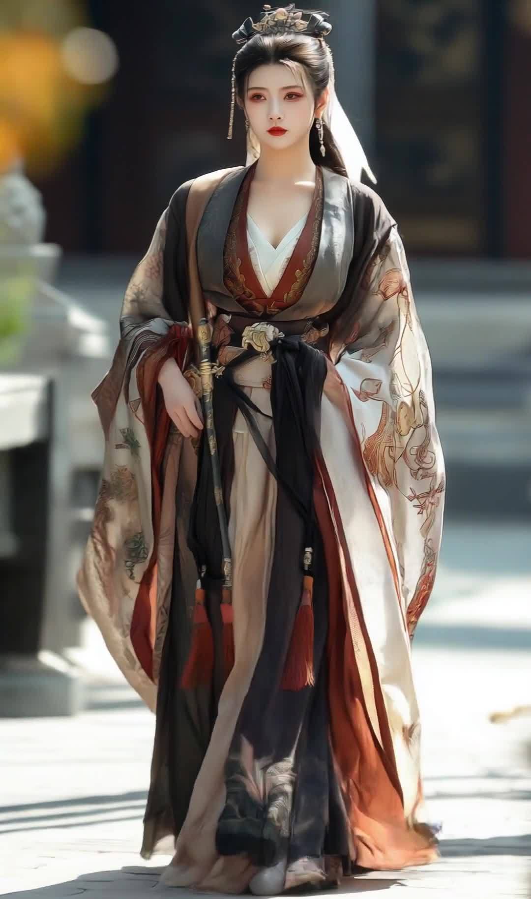 古风女子佩剑写真