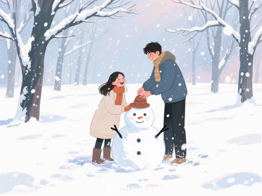 冬日雪地，亲子共筑雪人 135