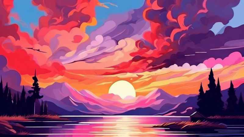 火烧云自然主题插画 13