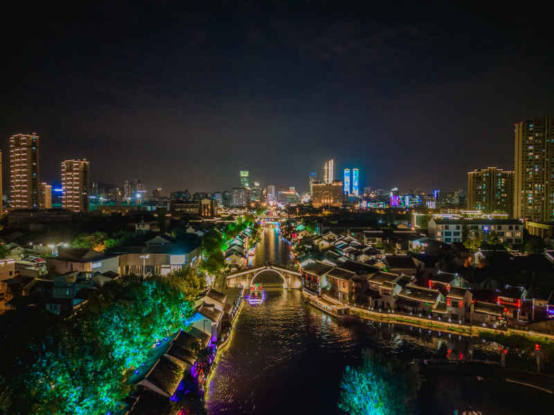 航拍 江苏 无锡 城市 夜景