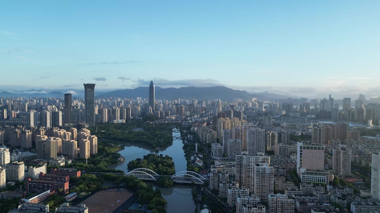 航拍浙江温州大景温州鹿城区印象南塘