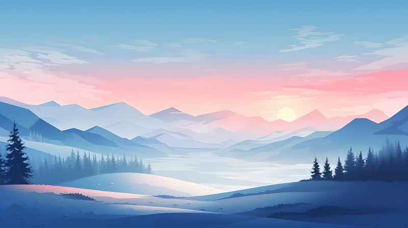 冬季唯美雪景创业插画 76