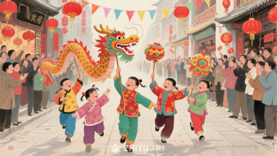 儿童舞龙庆祝传统节日 209